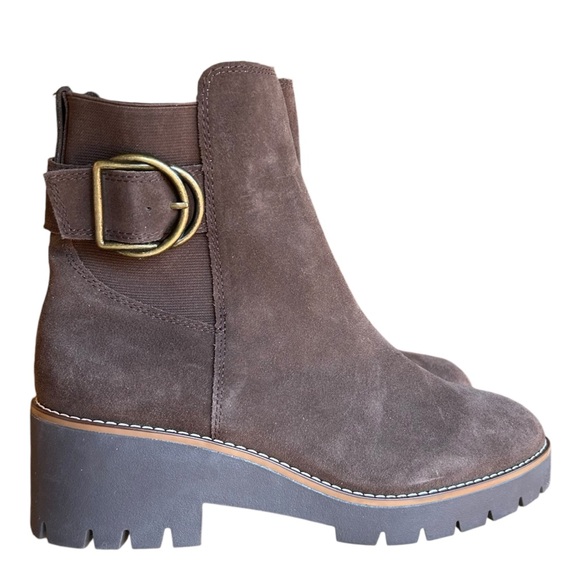 NEW Blondo Dakota Brown Suede Wedge Waterproof Booties - Picture 1 of 8
